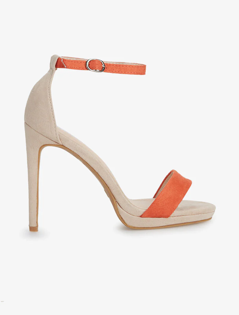 Tweekleurige sandalen - oranje/beige