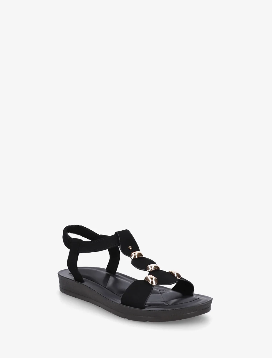 Sandalen van imitatieleer met elastische enkelband - Zwart - Image 2