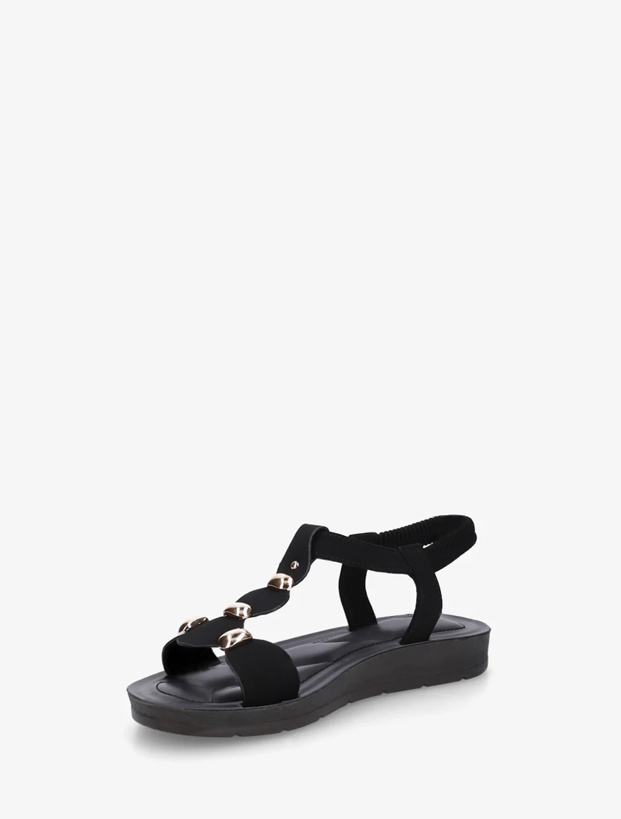 Sandalen van imitatieleer met elastische enkelband - Zwart - Image 3