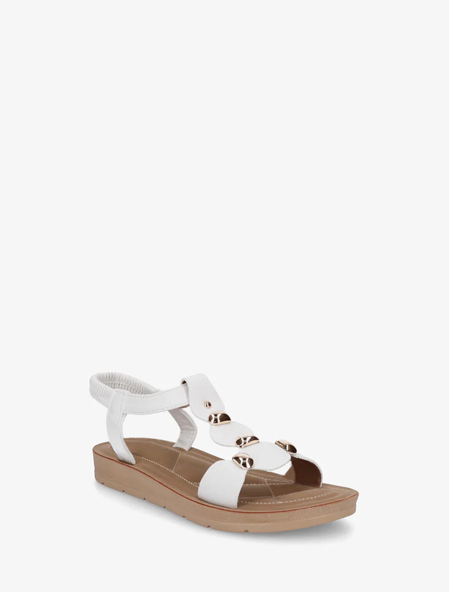 Sandalen van imitatieleer met elastische enkelband - Wit - Image 2