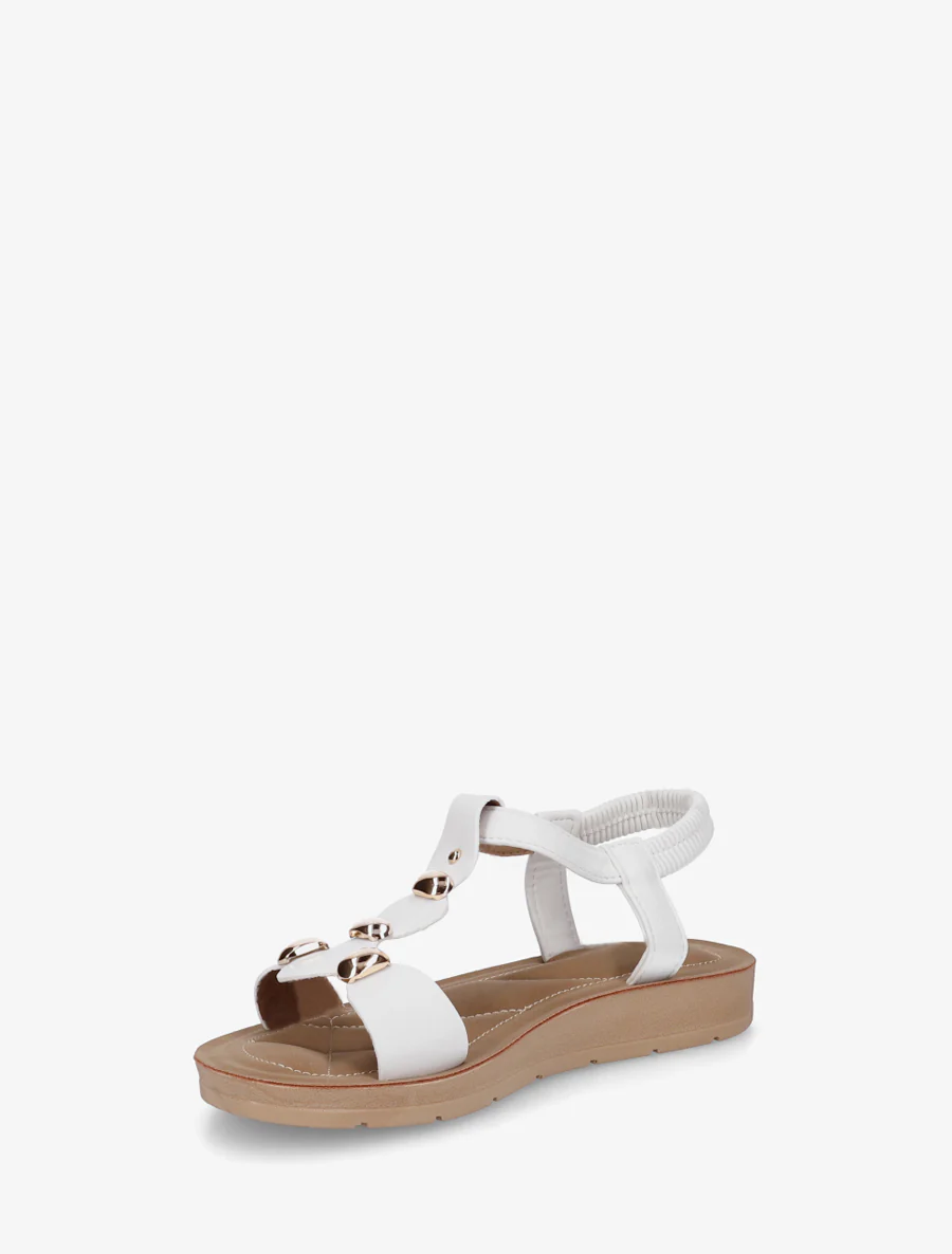 Sandalen van imitatieleer met elastische enkelband - Wit - Image 3