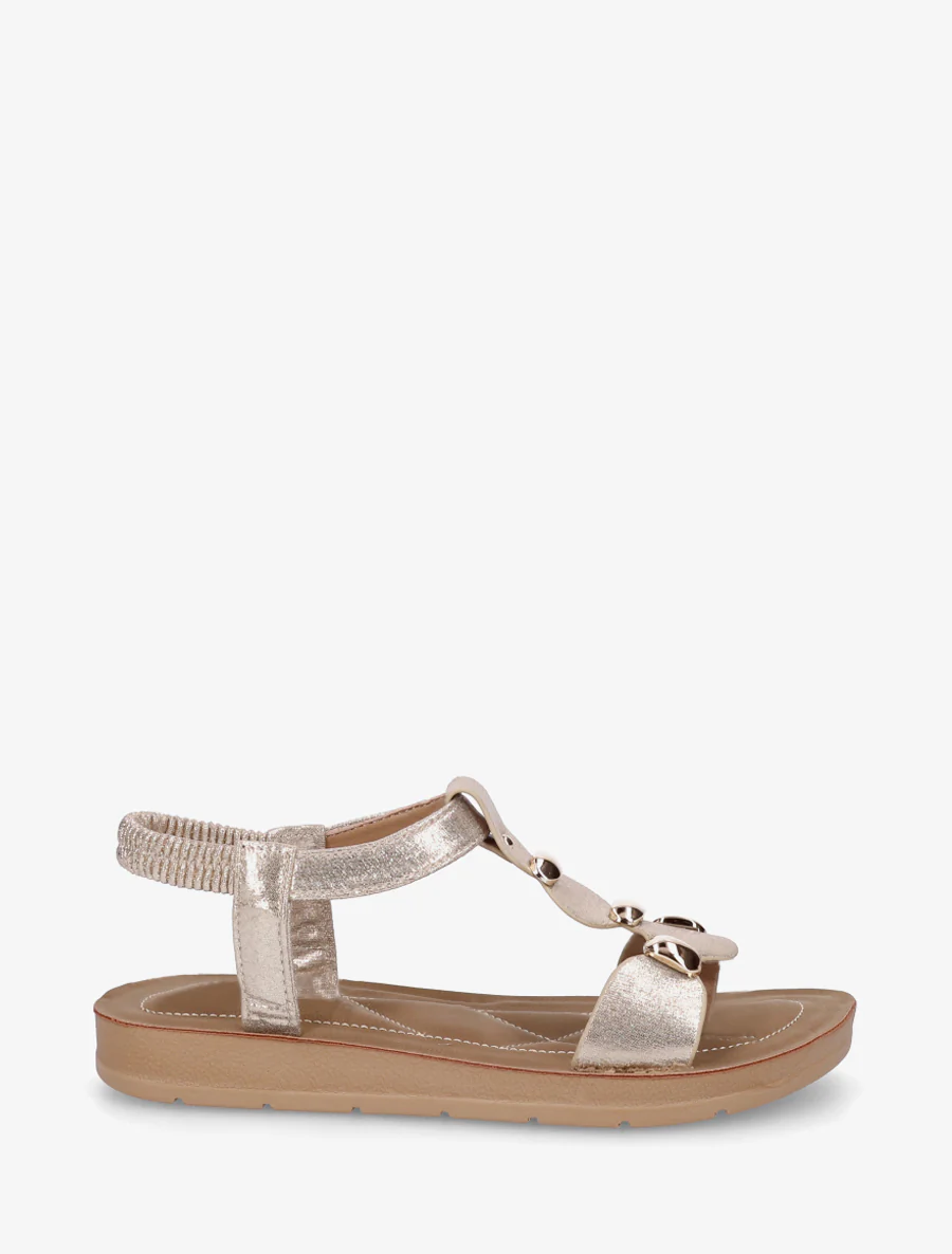 Sandalen van imitatieleer met elastische enkelband - Goud