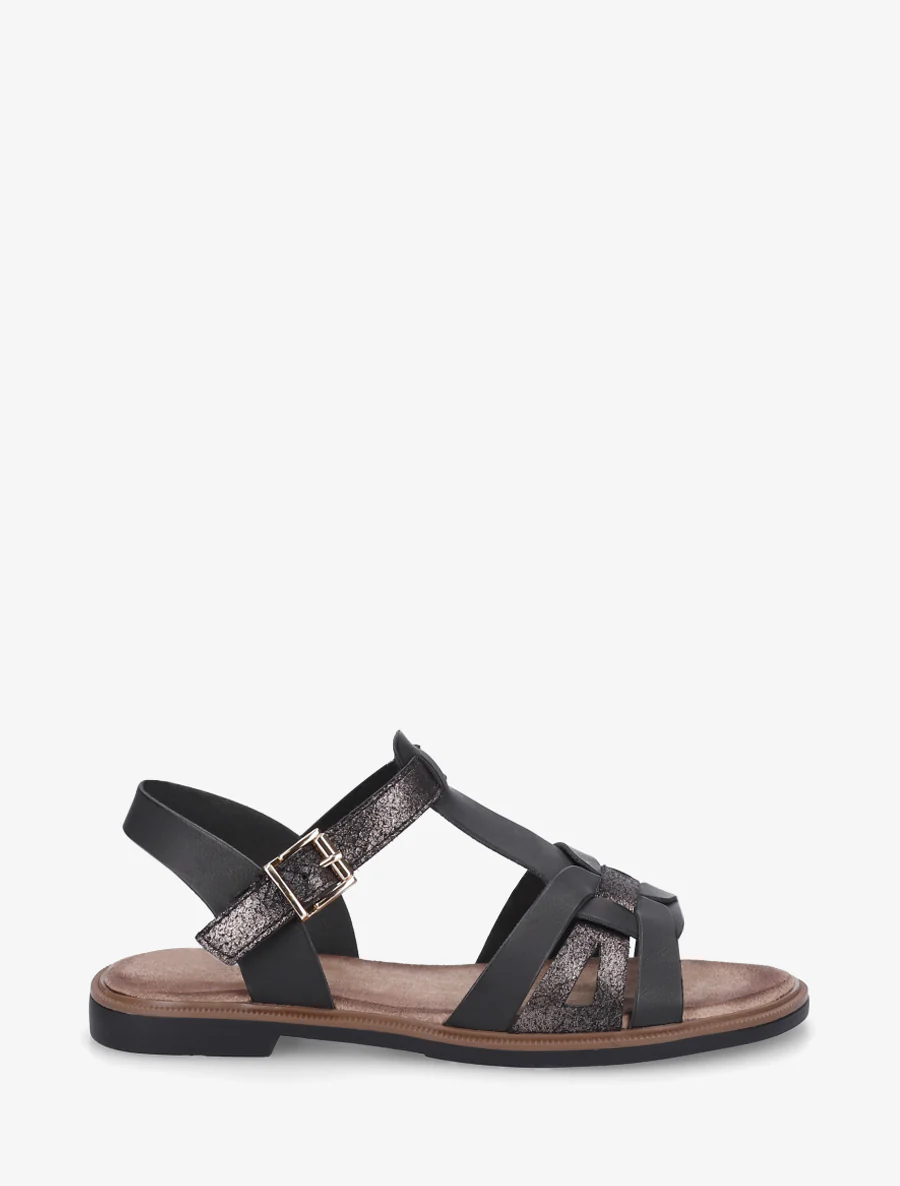 Sandalen van imitatieleer met gevlochten effect - Zwart