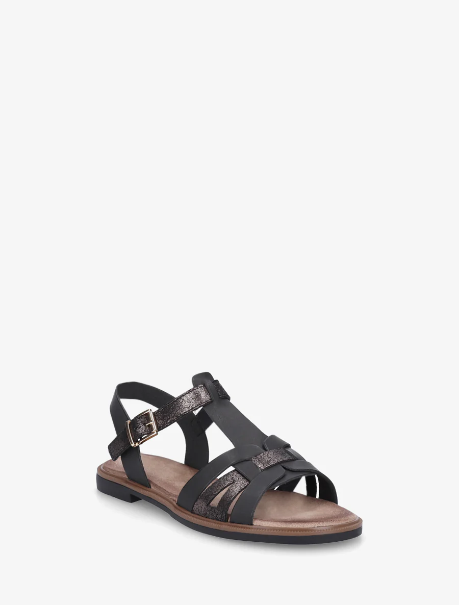 Sandalen van imitatieleer met gevlochten effect - Zwart - Image 2