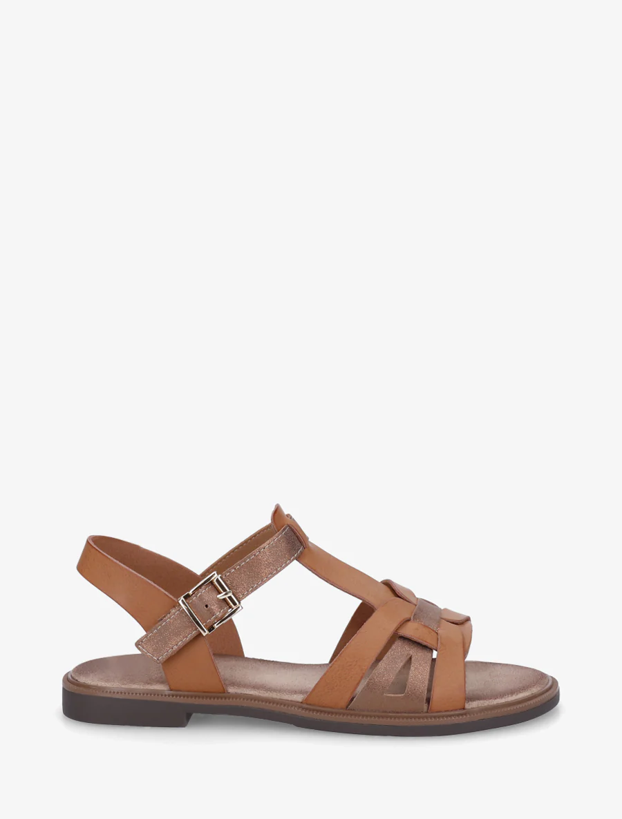 Sandalen van imitatieleer met gevlochten effect - Kameel