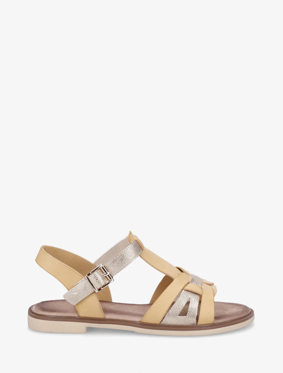 Sandalen van imitatieleer met gevlochten effect - Geel