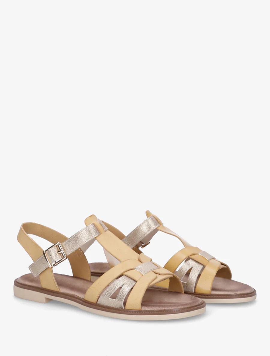 Sandalen van imitatieleer met gevlochten effect - Geel - Image 4