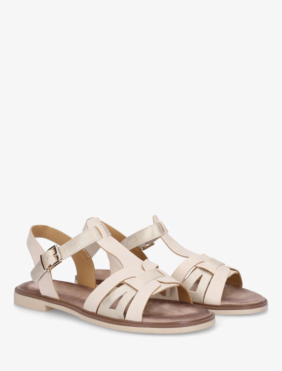 Sandalen van imitatieleer met gevlochten effect - Beige - Image 4