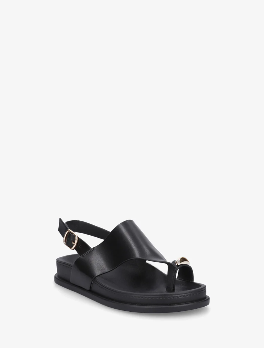 Sandalen van imitatieleer met metalen inzetstuk - Zwart - Image 2