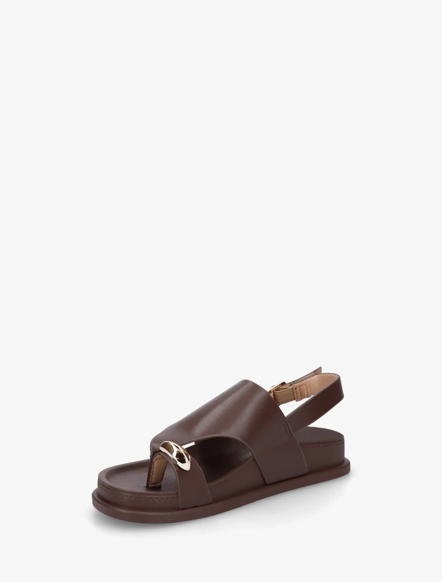 Sandalen van imitatieleer met metalen inzetstuk - Bruin - Image 3