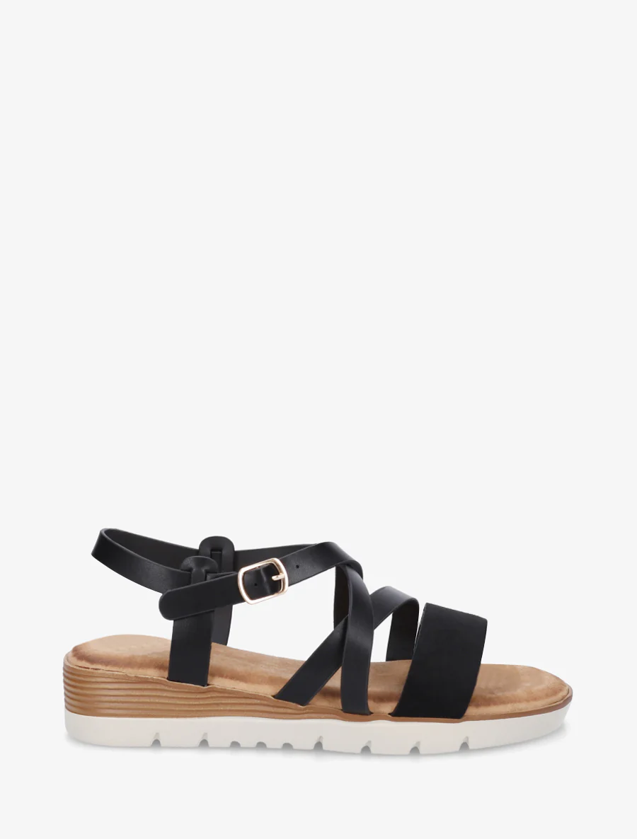 Sandalen van imitatieleer met suèdine bandje - Zwart