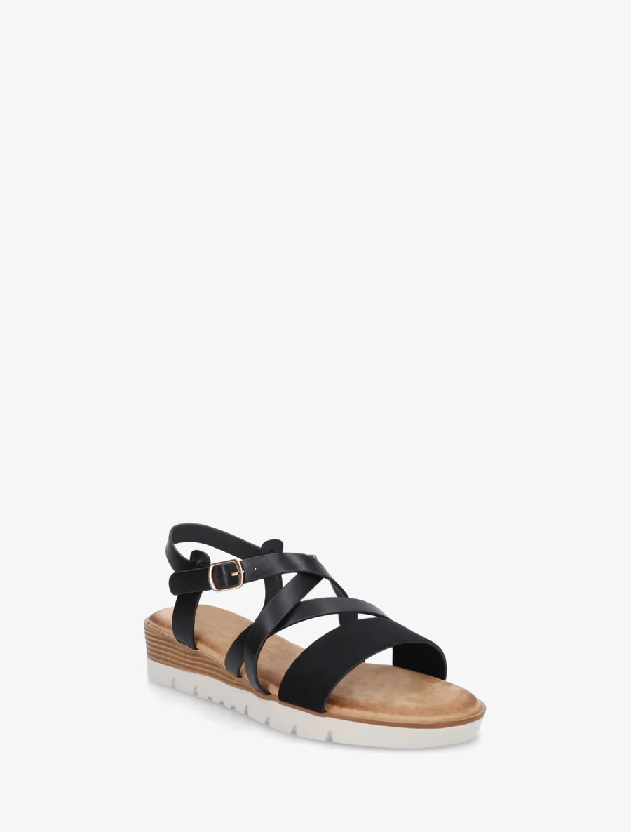 Sandalen van imitatieleer met suèdine bandje - Zwart - Image 2