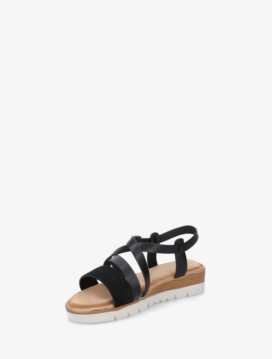 Sandalen van imitatieleer met suèdine bandje - Zwart - Image 3