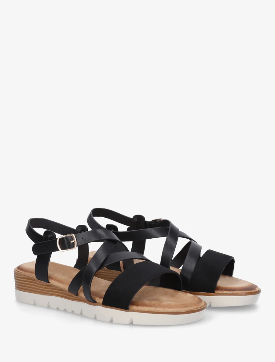 Sandalen van imitatieleer met suèdine bandje - Zwart - Image 4
