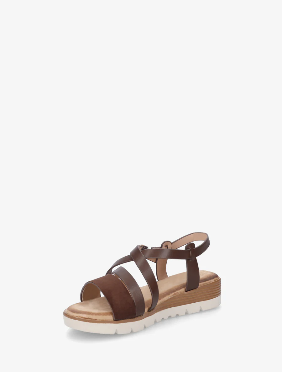 Sandalen van imitatieleer met suèdine bandje - Bruin - Image 3