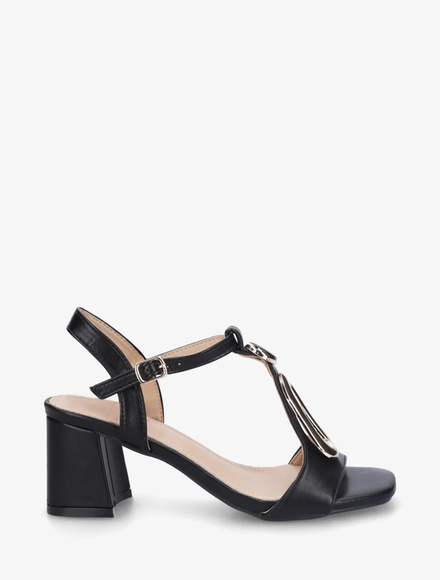 Sandalen van imitatiemateriaal met siergesp - Zwart
