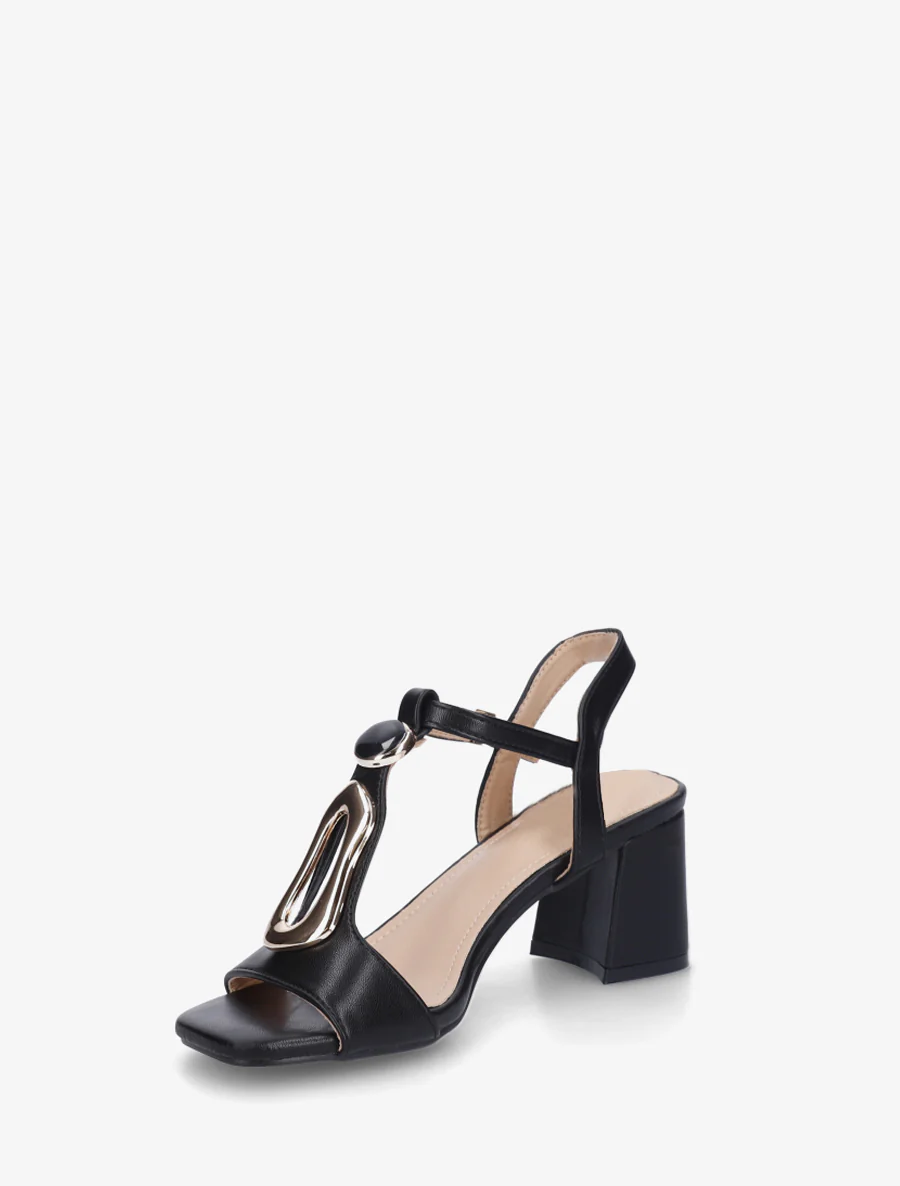 Sandalen van imitatiemateriaal met siergesp - Zwart - Image 3