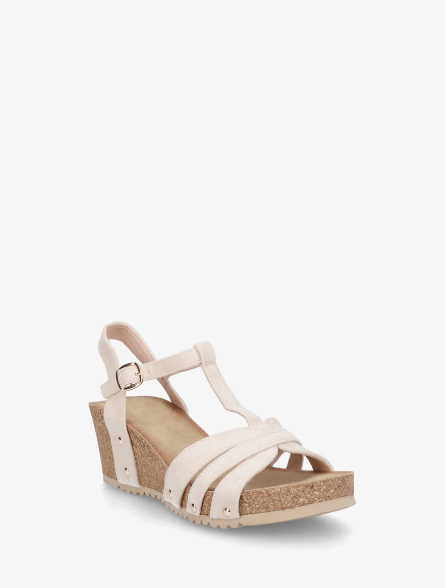 Sandalen van suèdine met T-bandje - Beige - Image 2