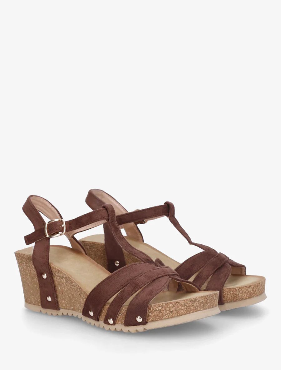 Sandalen van suèdine met T-bandje - Bruin - Image 4