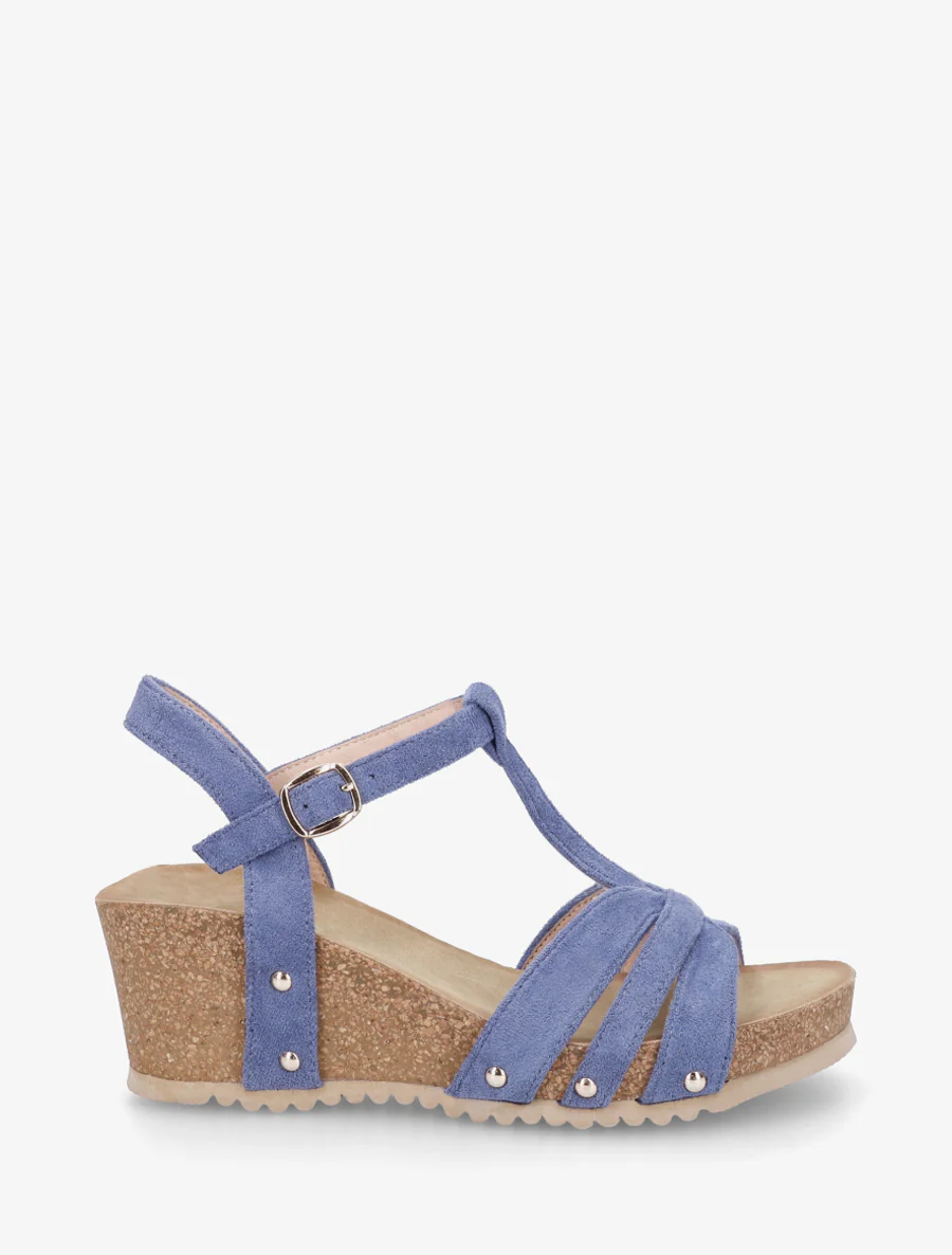 Sandalen van suèdine met T-bandje - Blauw