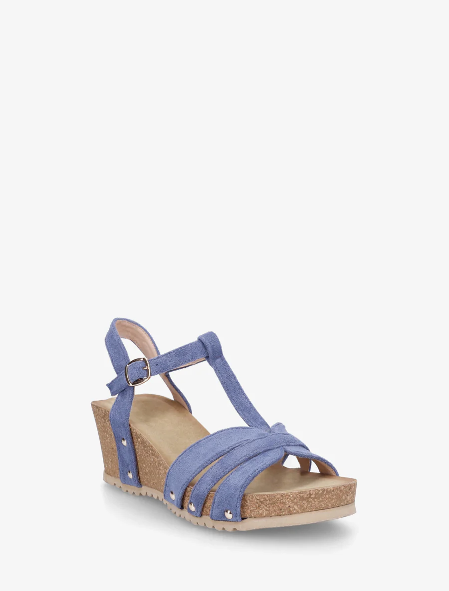 Sandalen van suèdine met T-bandje - Blauw - Image 2