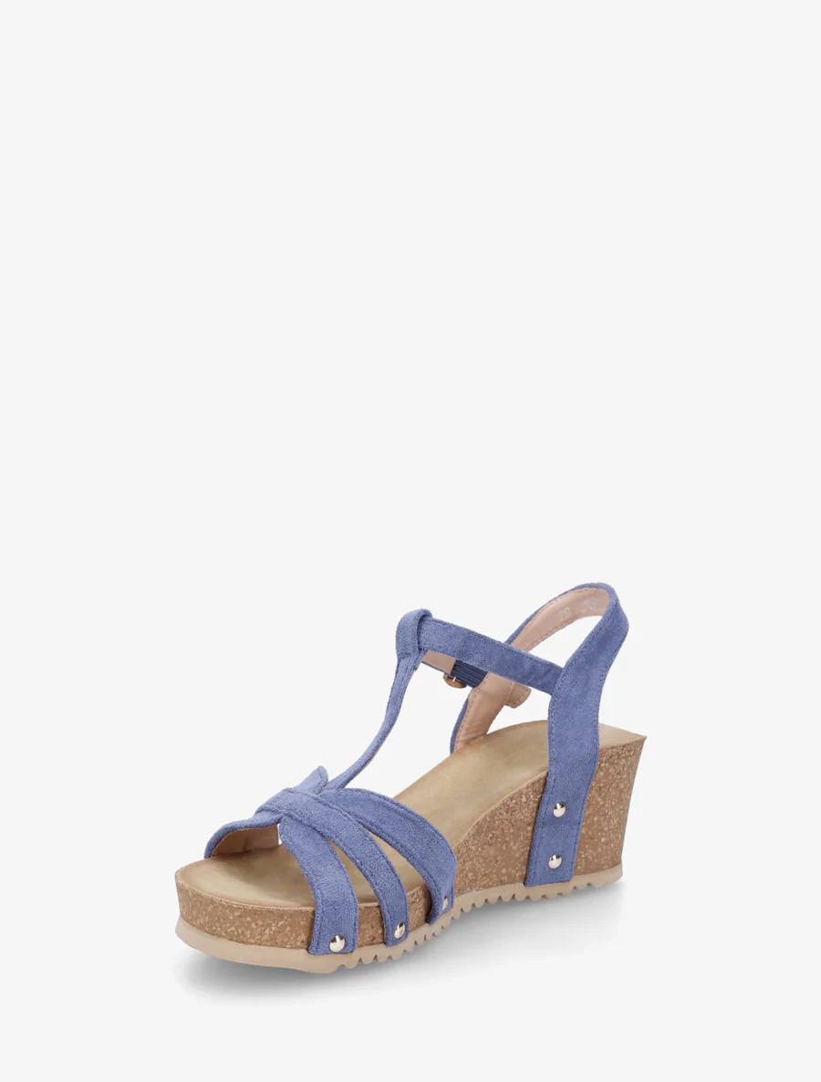 Sandalen van suèdine met T-bandje - Blauw - Image 3