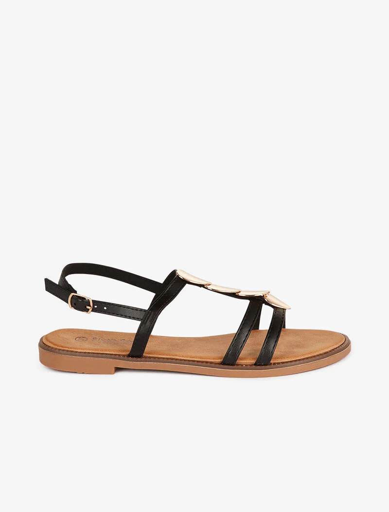 Sandalen versierd met gouden platen - zwart - Image 2