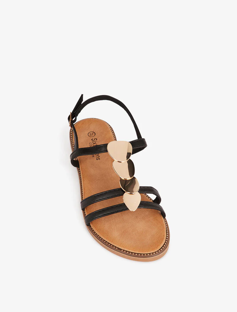 Sandalen versierd met gouden platen - zwart - Image 3