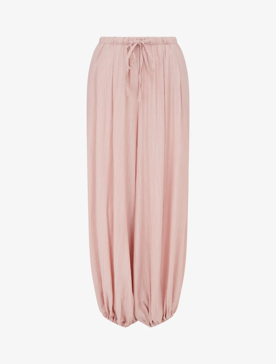 Sarouel stijl broek met elastische uiteinden - Oudroze
