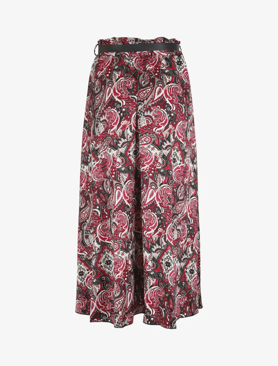 Satijnachtige rok met paisleyprint - bordeaux - Image 2