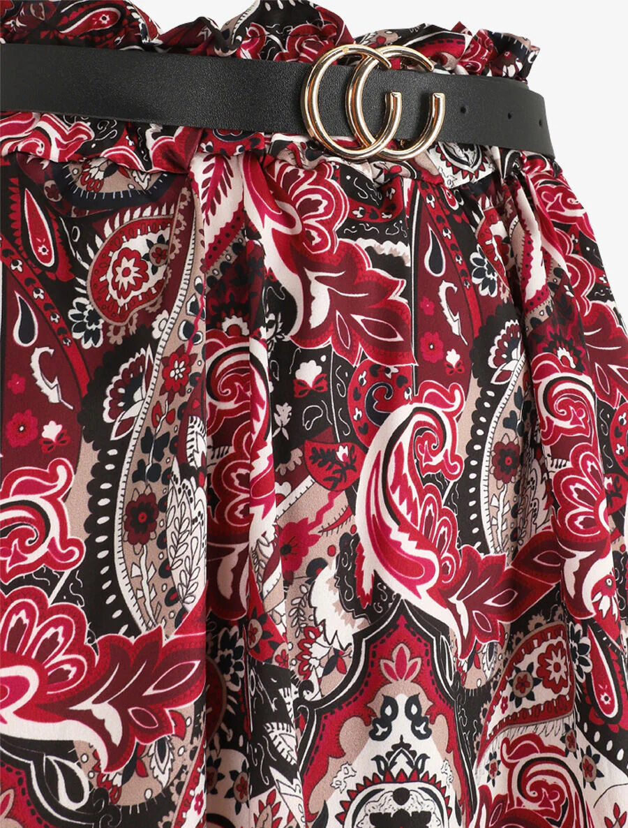 Satijnachtige rok met paisleyprint - bordeaux - Image 3