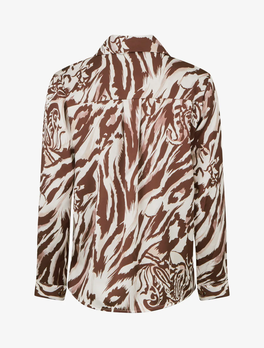 Satijnen blouse met dierenprint - Bruin - Image 2
