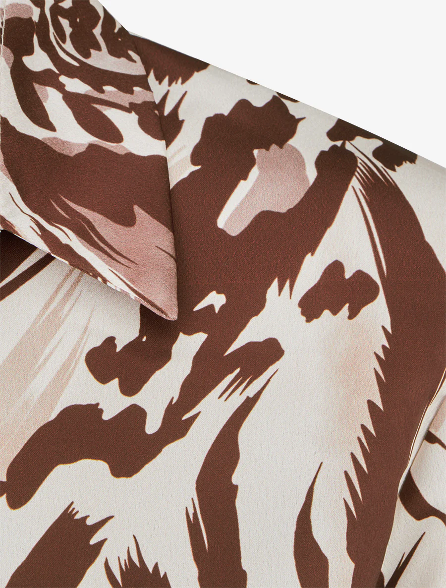 Satijnen blouse met dierenprint - Bruin - Image 3