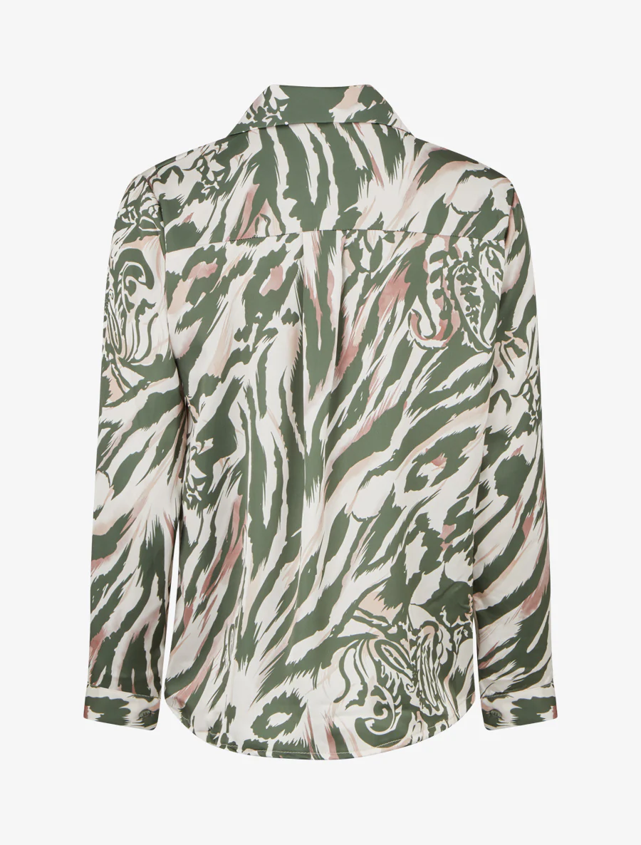 Satijnen blouse met dierenprint - Kaki - Image 2