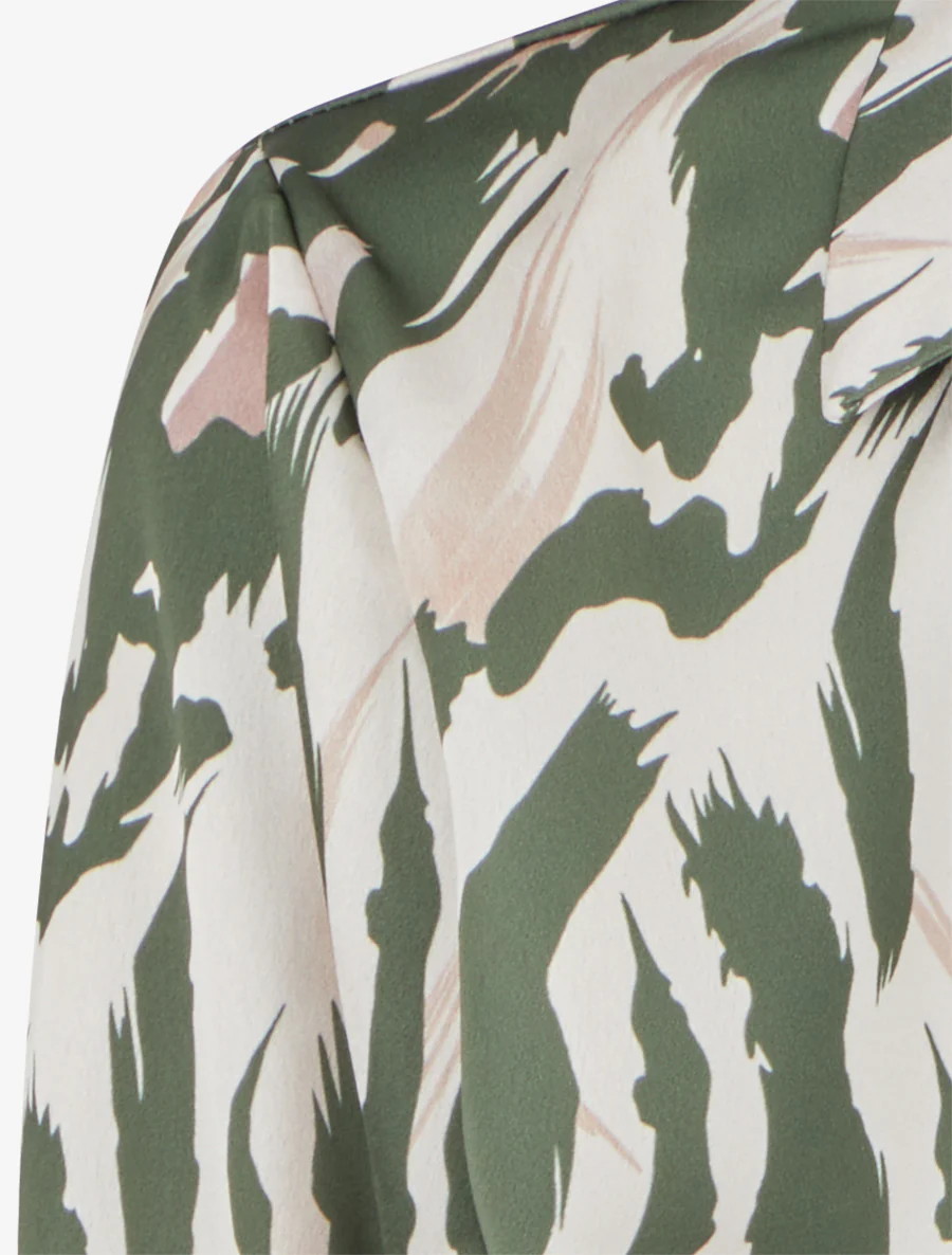 Satijnen blouse met dierenprint - Kaki - Image 3