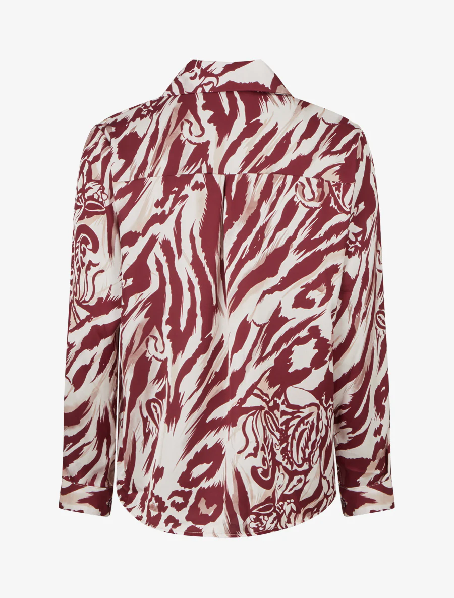 Satijnen blouse met dierenprint - Bordeaux - Image 2