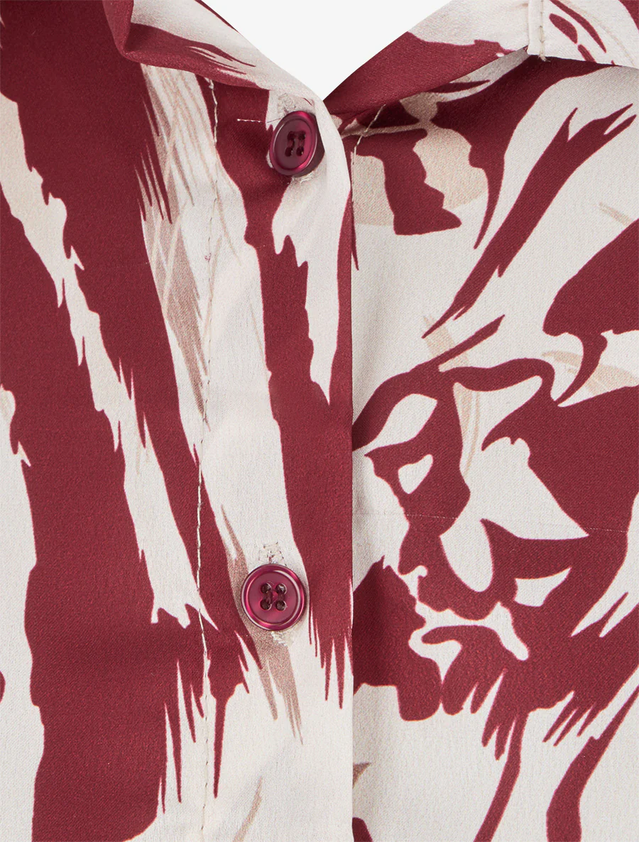 Satijnen blouse met dierenprint - Bordeaux - Image 3