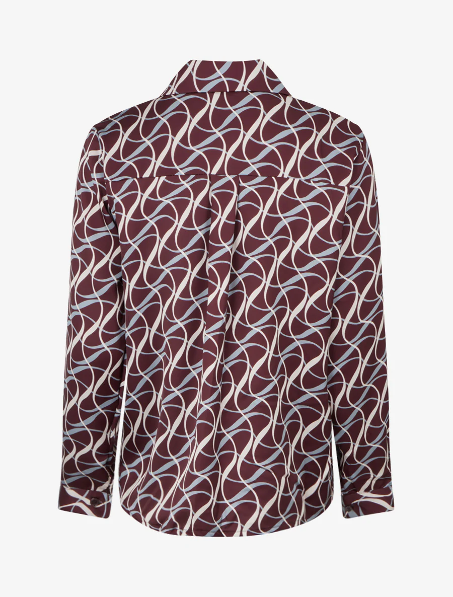 Satijnen blouse met grafische print - Pruim - Image 2