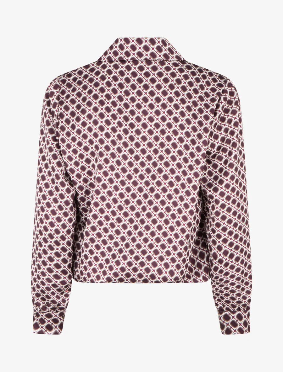 Satijnen blouse met jaren '70 print - Paars - Image 2
