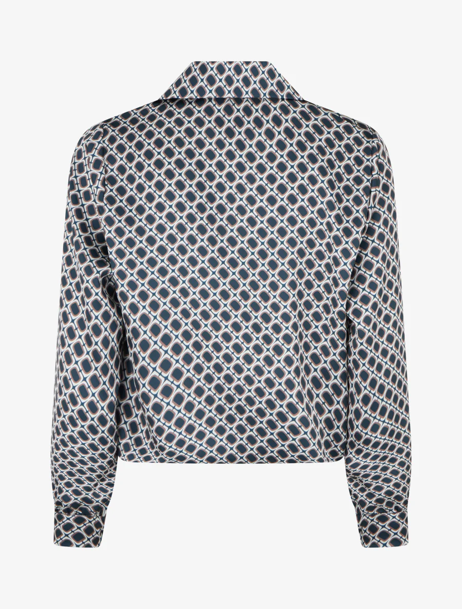 Satijnen blouse met jaren '70 print - Eendenblauw - Image 2