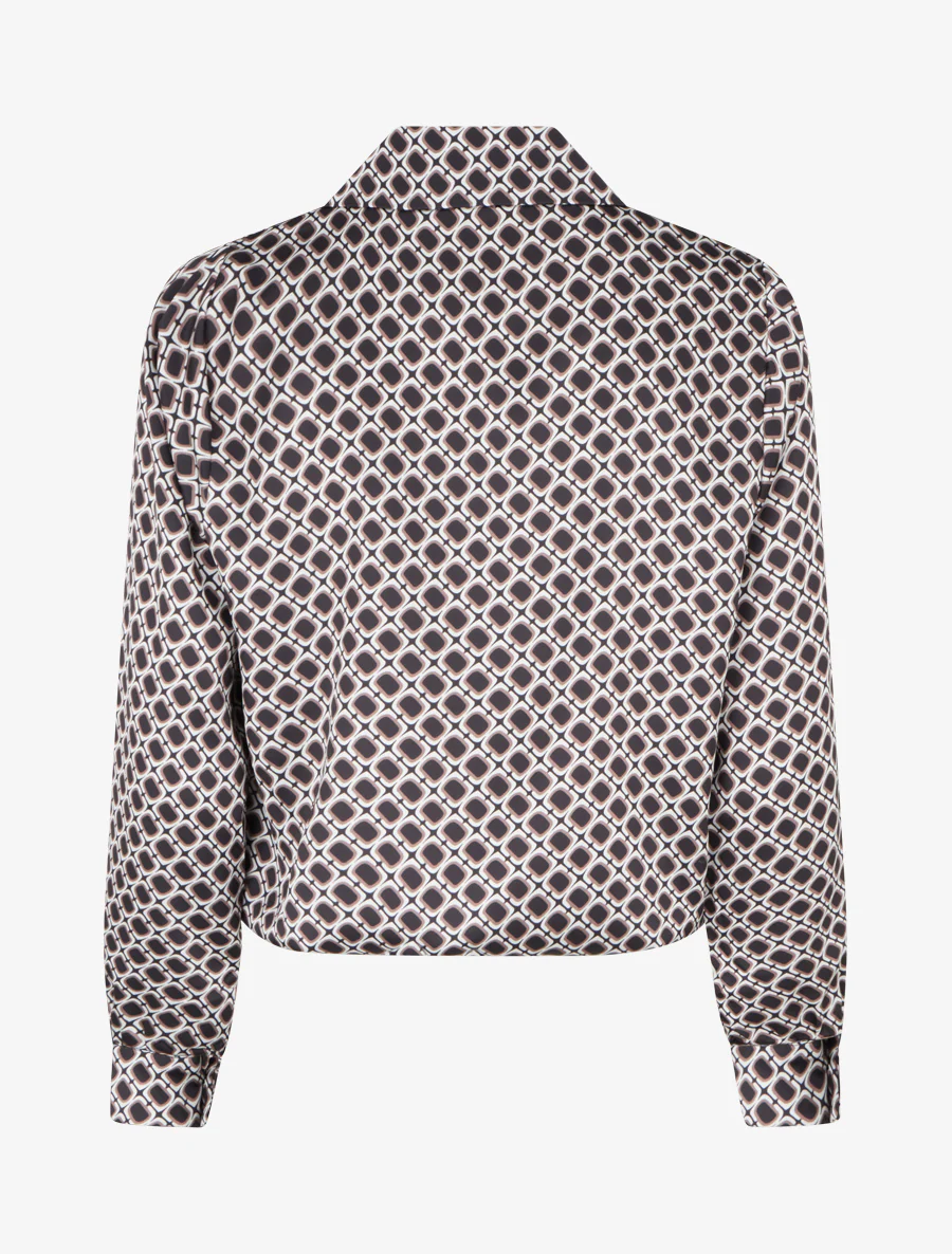 Satijnen blouse met jaren '70 print - Zwart - Image 2