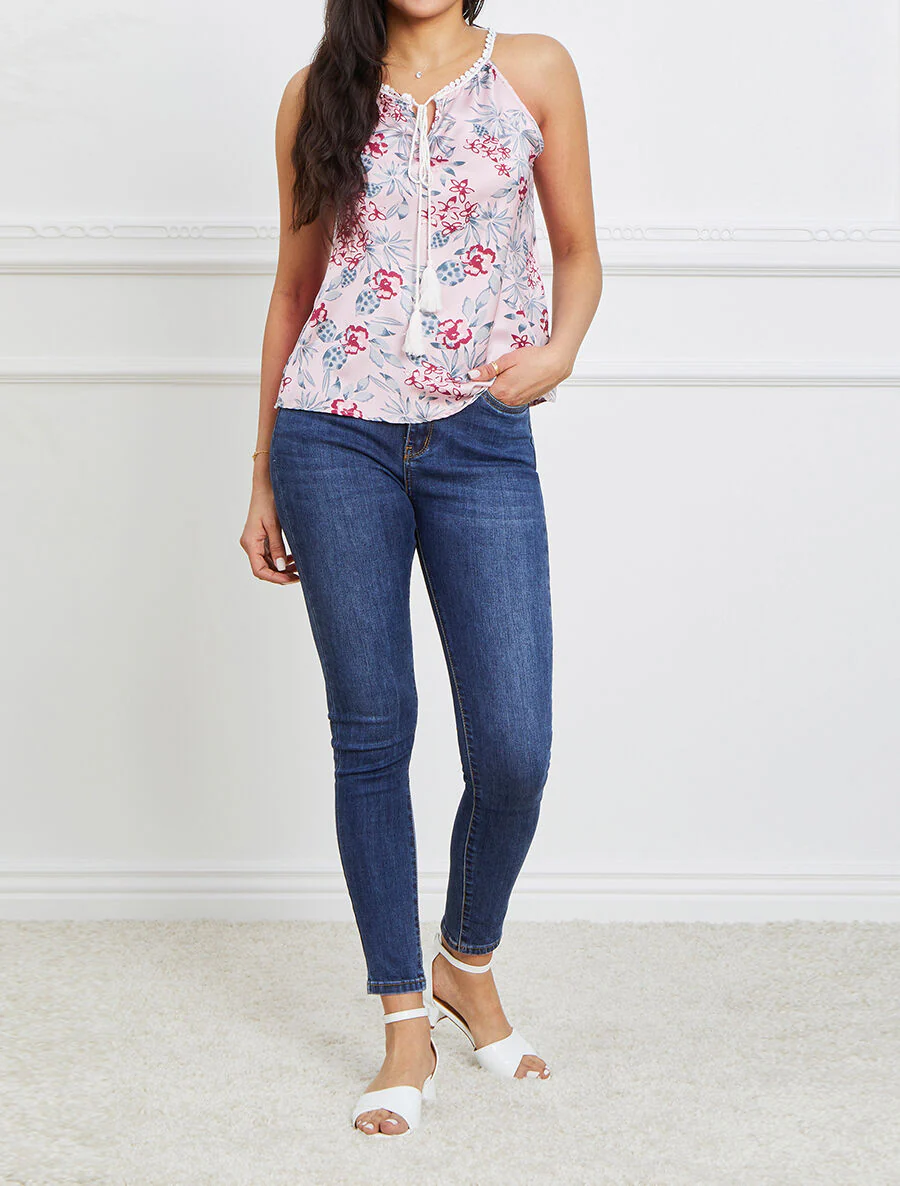 Satijnen blouse met roze print - Lichtroze - Image 4