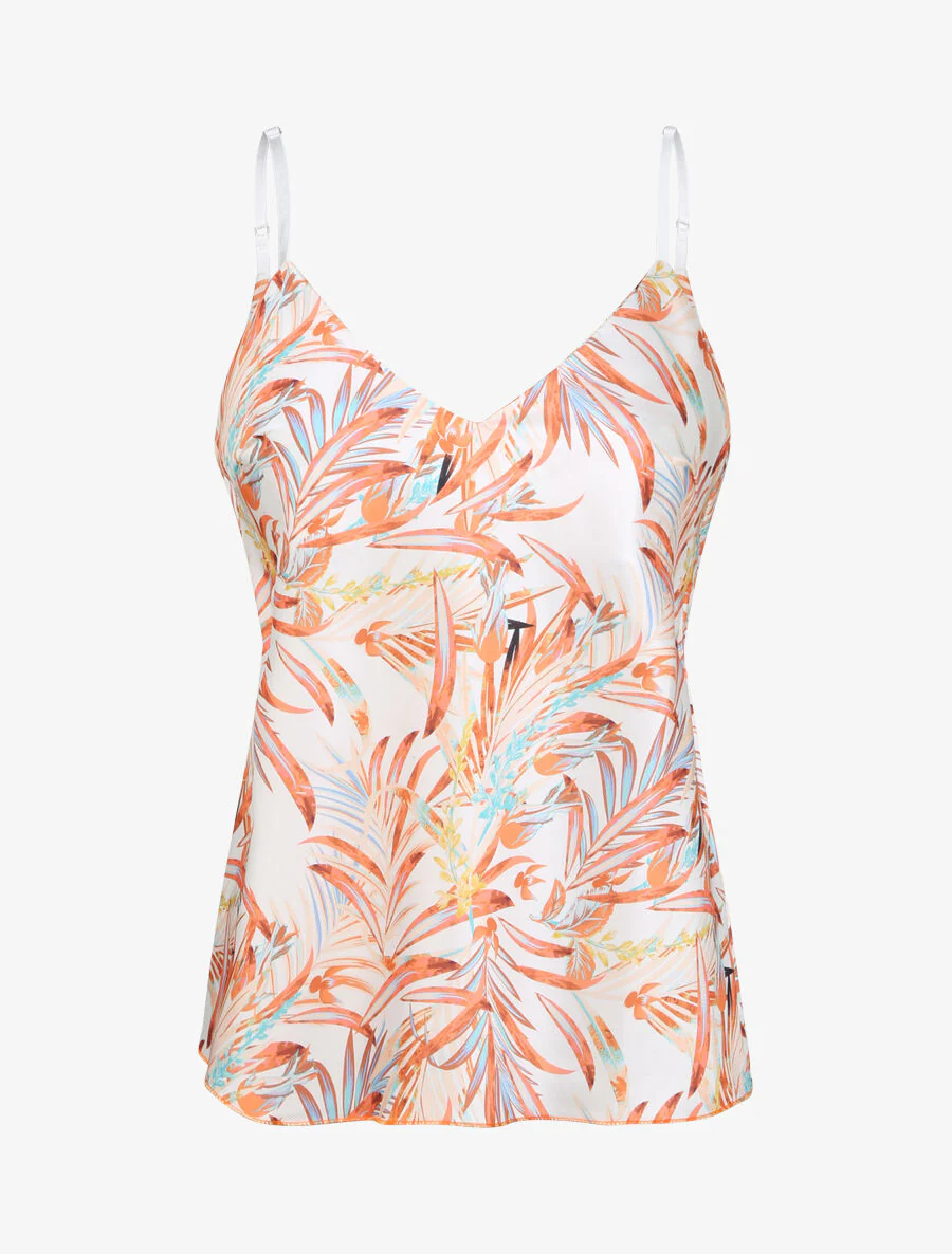 Satijnen caraco met jungleprint - Wit