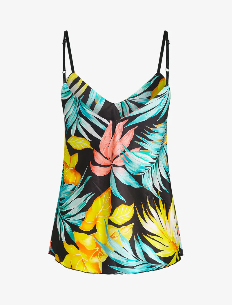 Satijnen caraco met jungleprint - zwart - Image 2