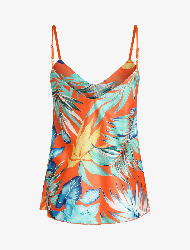 Satijnen caraco met jungleprint - oranje - Image 2