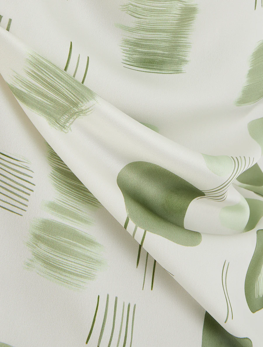 Satijnen effect caraco met gestileerde print - Kaki - Image 3