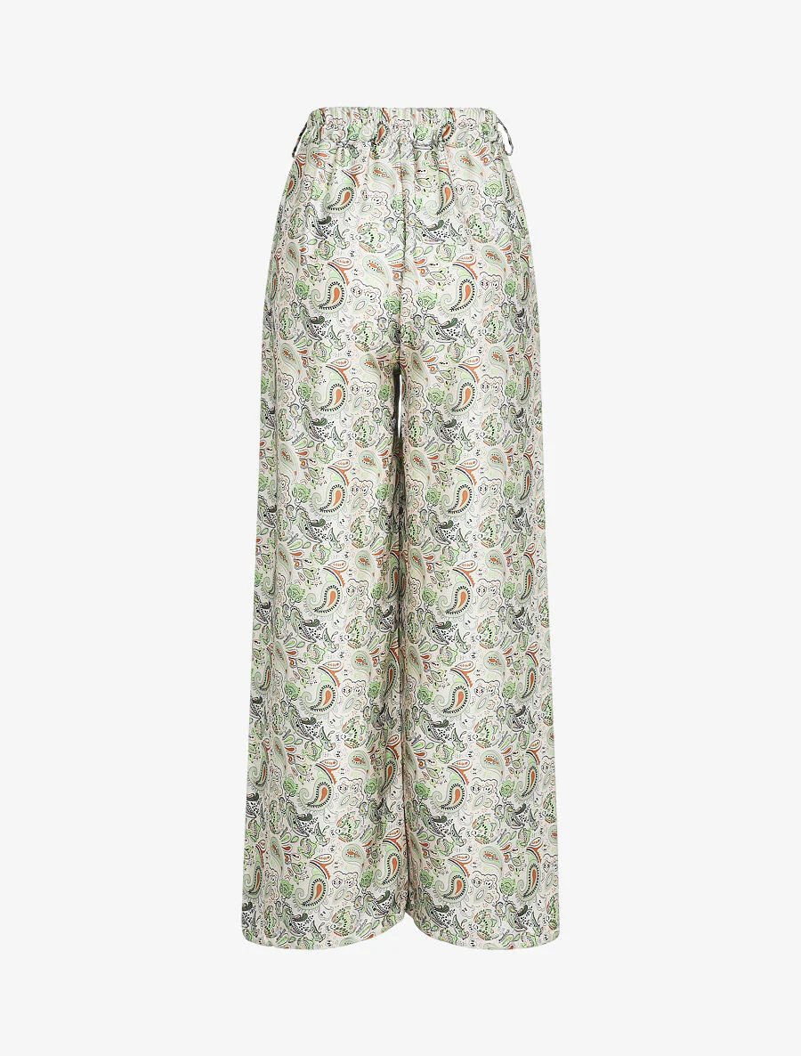 Satijnen gedrukte kasjmierbroek - Beige - Image 2