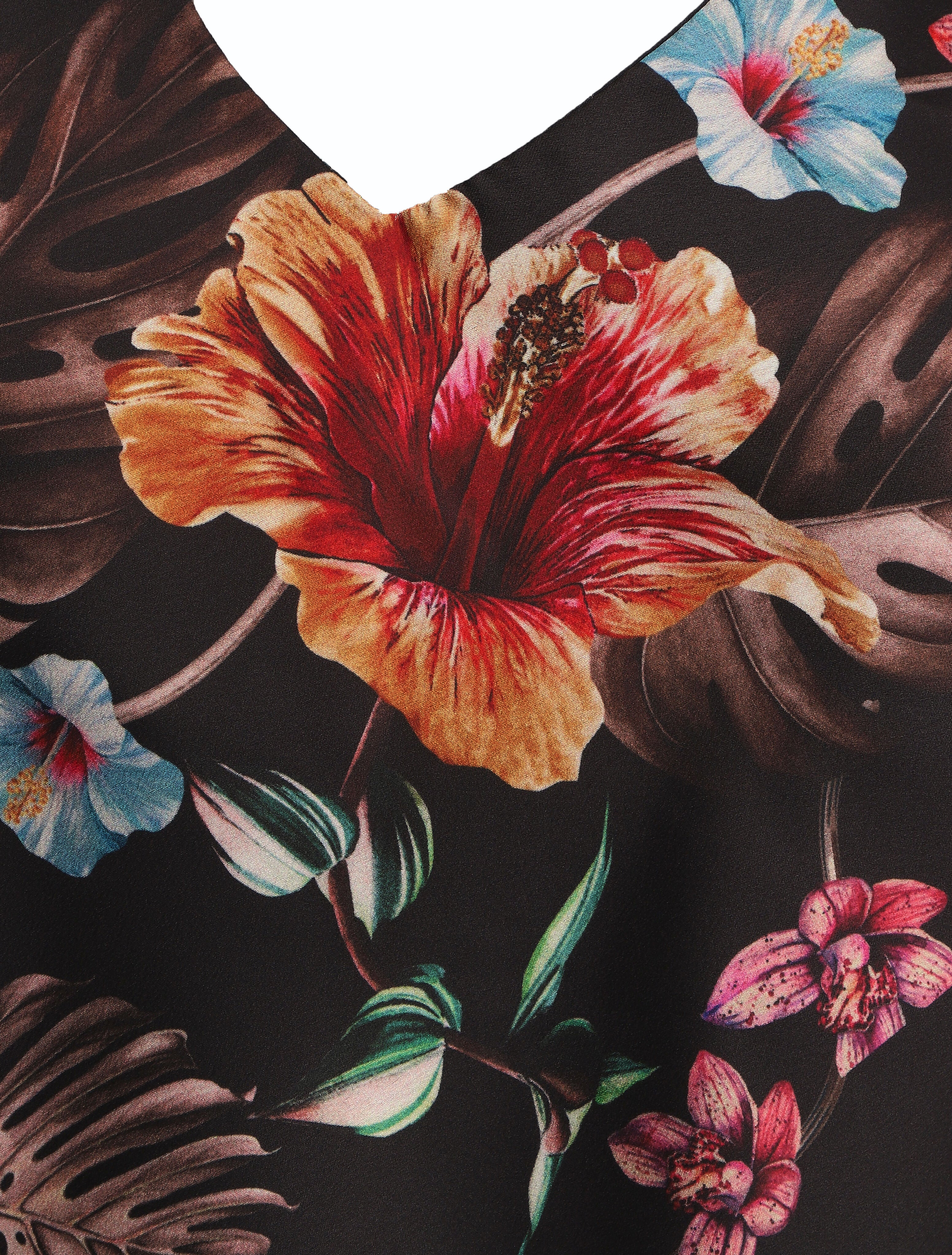 Satijnen geprinte bloemenjurk - Zwart - Image 3