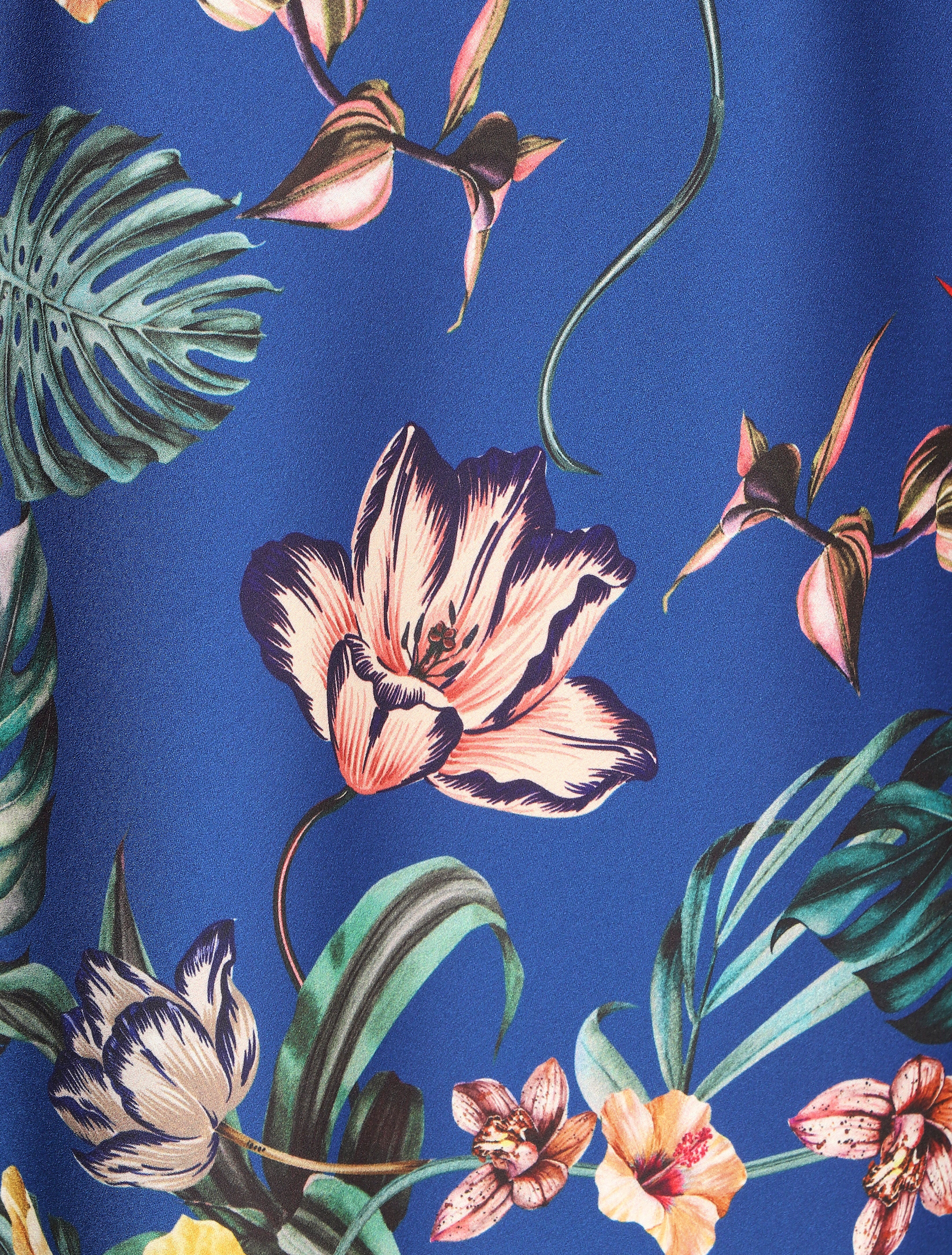 Satijnen geprinte bloemenjurk - Blauw - Image 3