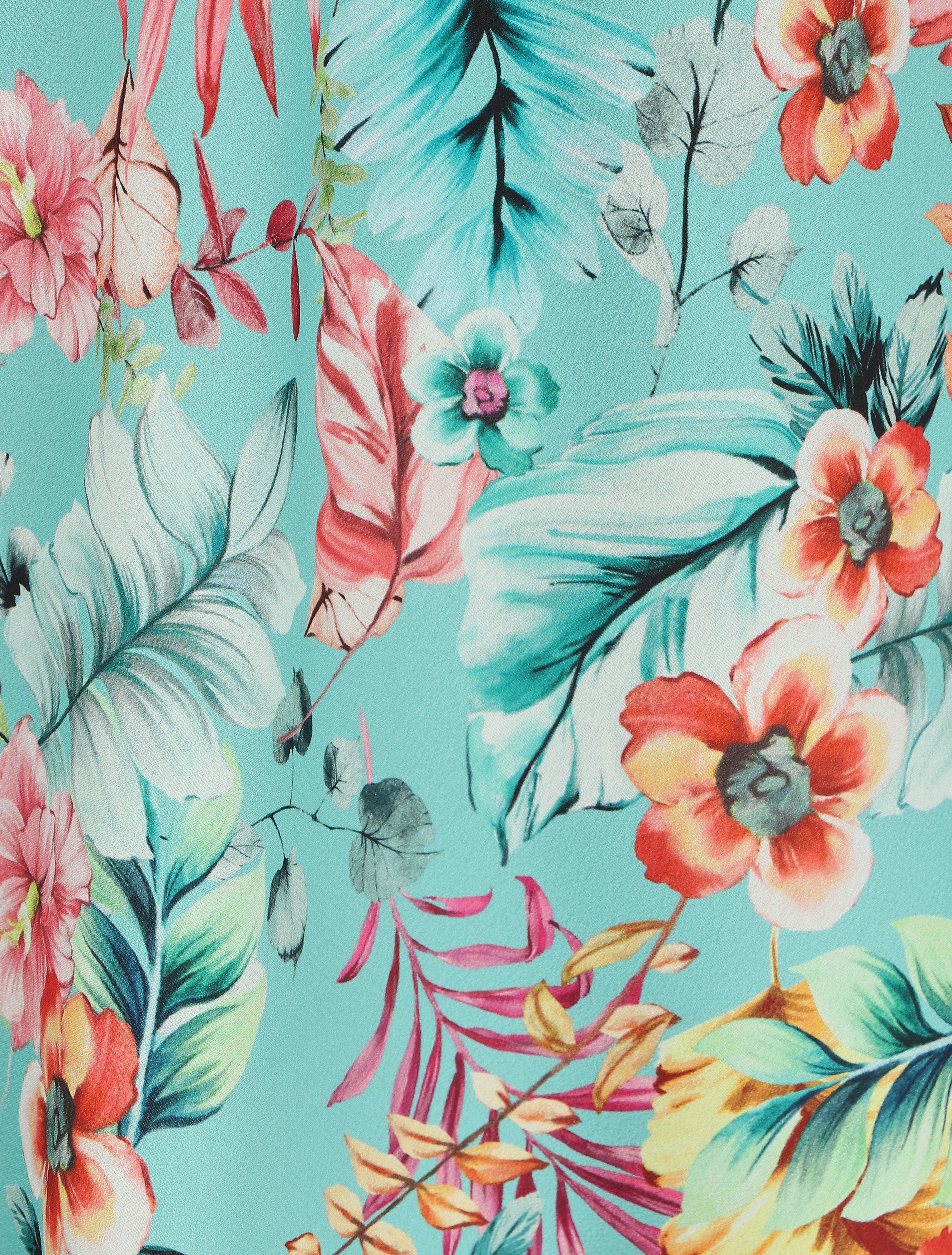 Satijnen geprinte zomerbloemenjurk - Blauw turquoise - Image 3